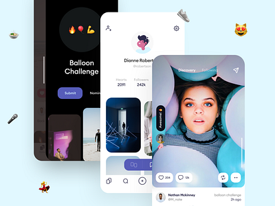 Social Network based on​ Mimicry app challange community cuberto dating emoji follower graphics icons illustration interface ios network private profile social ui ux