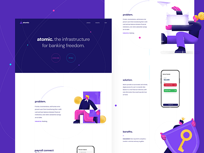 Atomic: The infrastructure for connecting to payroll accounts atom banking cuberto finance fintech funding graphics icons illustration infrastructure interface payroll product ui ux web