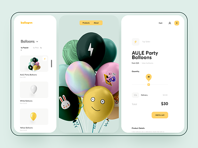 Balloons Ordering Page balloon buy cart cuberto ecommerce experience goods graphics icons illustration order preview shop ui usability ux web