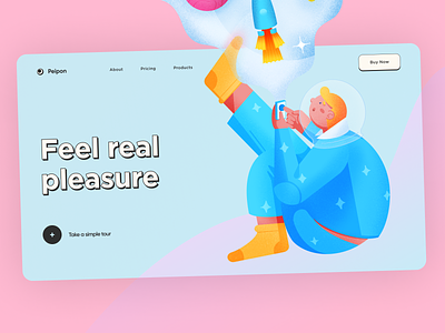 Pleasure in relation to emotion cuberto emotion graphics icons illustration landing page philosophy pink pleasure relationship start page ui ux web