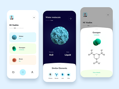 Chemical Structure Mobile Editor app atom chemistry connection cuberto electron element graphics icons interface ios microscope mobile molecule structure ui ux