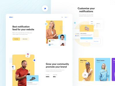 Landing Page Concept for On‑site Notification Feed admin panel app campaign concept cuberto feed graphics icons illustration notification ui ux web