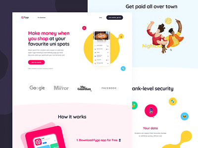 Fygo Landing Page call to action cuberto icons illustration landing page payment ui user experience user interface ux web website design