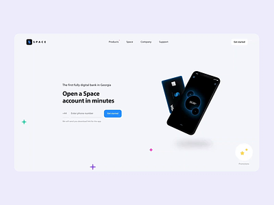 Space – the first fully digital bank in Georgia bank card corporate design cuberto digital graphics icons interaction landing page motion design payment space ui ux web web interface website