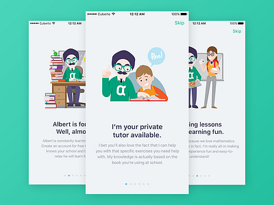 Tutorial screens card cuberto icons illustration interface iphone mobile tutorial ui design ux