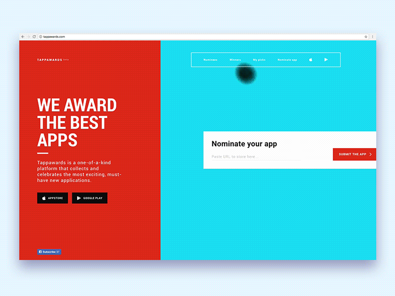 Landing page Tappawards by Cuberto