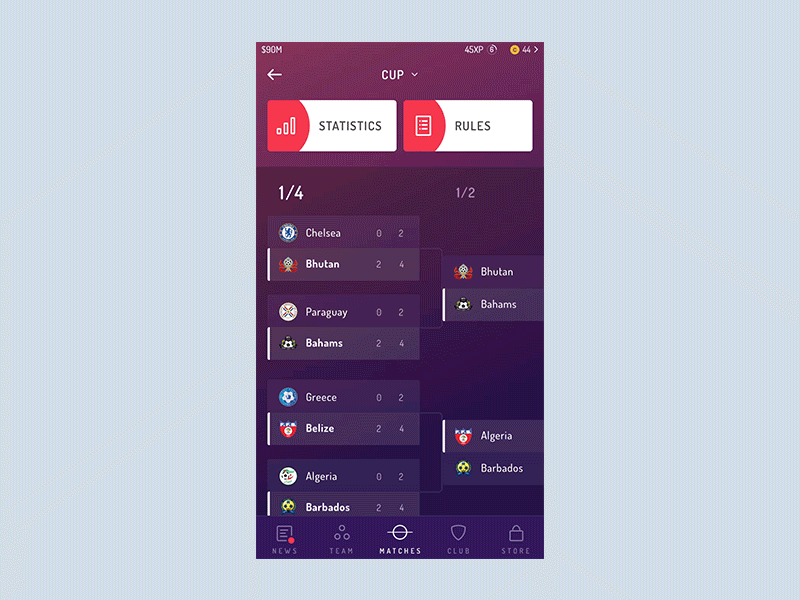 Football manager app app cuberto design flat football icons interface ios iphone ui ux