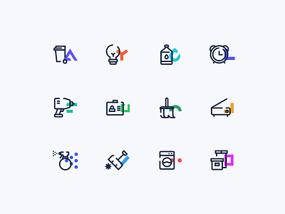 Service Icons cleaning computer cuberto electrical food graphics icons illustration insurance service sketch ui