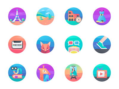 Category Icons app colors cuberto flat graphics icons illustration sketch style ui ux vector