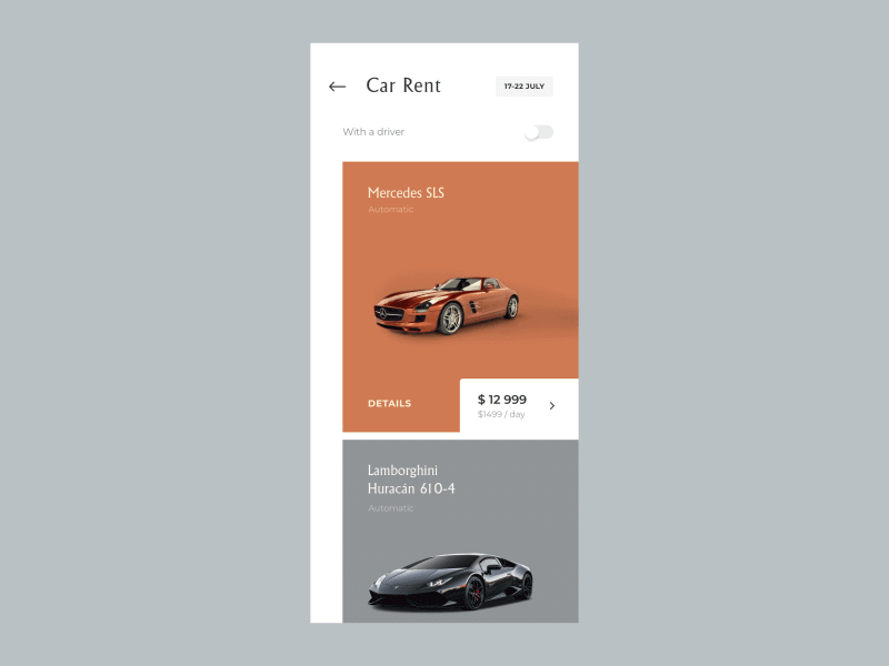 Car Rental UI Animated