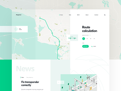 Toll Road Web Landing Page calculation cuberto landing map road route sketch traffic ui ux web