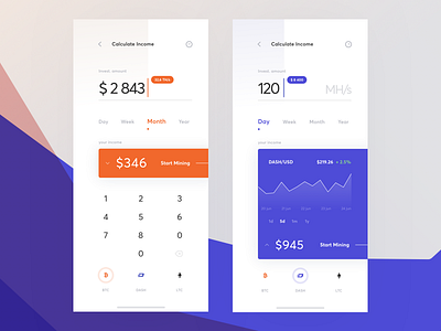 Cloud Mining Calculator Interface app calculator cloud cryptocurrency cuberto ecommerce finance icons mining sketch ui ux