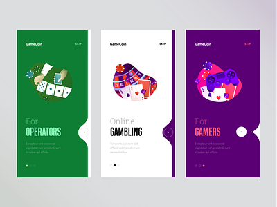 Onboarding for gambling app cuberto gambling game graphics icons illustration onboarding operator sketch ui ux