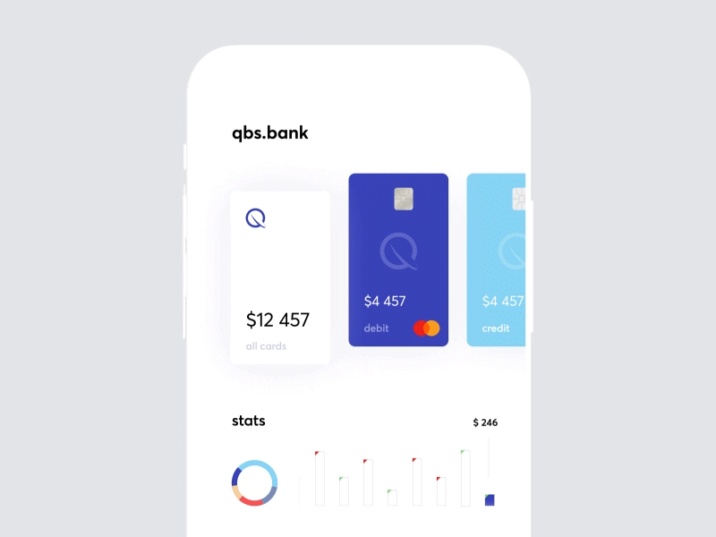 Banking App Design Interaction animation bank card charts ecommerce finance graphics interface motion uidesign ux