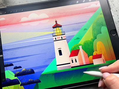 Lighthouse Illustration iPad Pro app cuberto drawing graphics icons illustration ipadpro lightgouse paint ui ux