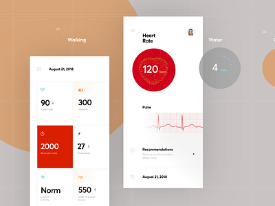 Fitness Activity Tracker Dashboard #4 activity app cuberto dashboard ecg fitness graphics health icons illustration life sport style tracker ui ux