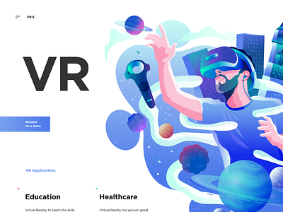 VR Illustration cuberto graphics illustration landing site sketch technology ui ux vector vr web