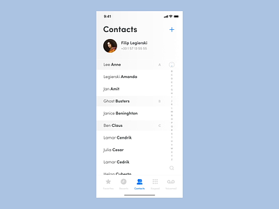 Search for a contact by one hand contacts cuberto interaction ios list onehand search tap ui usability user experience ux