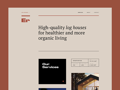 Architectural Style House Landing Page architechture cuberto font graphics house landing service simple strick style typography ui ux web