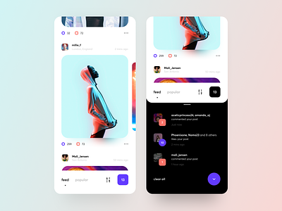 Fresh UI design for a Social App app categories chat cuberto feed filter graphics icons ios network photo popular social ui usability ux