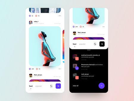 Fresh UI design for a Social App by Cuberto on Dribbble