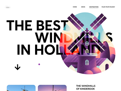 Hollands Windmills Tours app best catalog cuberto graphics holland illustration ipad pro landing page procreate tour ui ux valley view website windmill