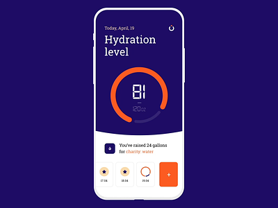 Water-electrolyte Imbalance App app bottle cuberto cup design electrolyte graphics hydration imbalance interface ios level mobile motion time ui ux water