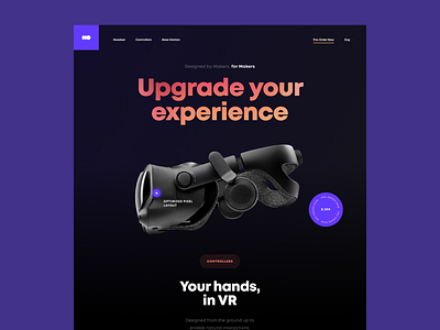 VR headset landing page cuberto design experience goggles graphics headset icons landing presentation product ui ux virtual vr website