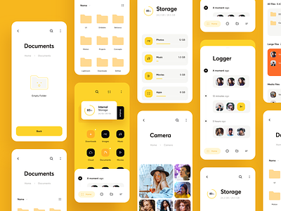 File Explorer (UI map) app application archive cuberto design explore file finder interface ios layout mobile mockups product design search ui ui map ux yellow