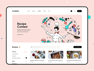 Vacation House Cooking Landing Page categories cook cooking cuberto design food graphics icons illustration interface landing page product design recipes ui ux web website