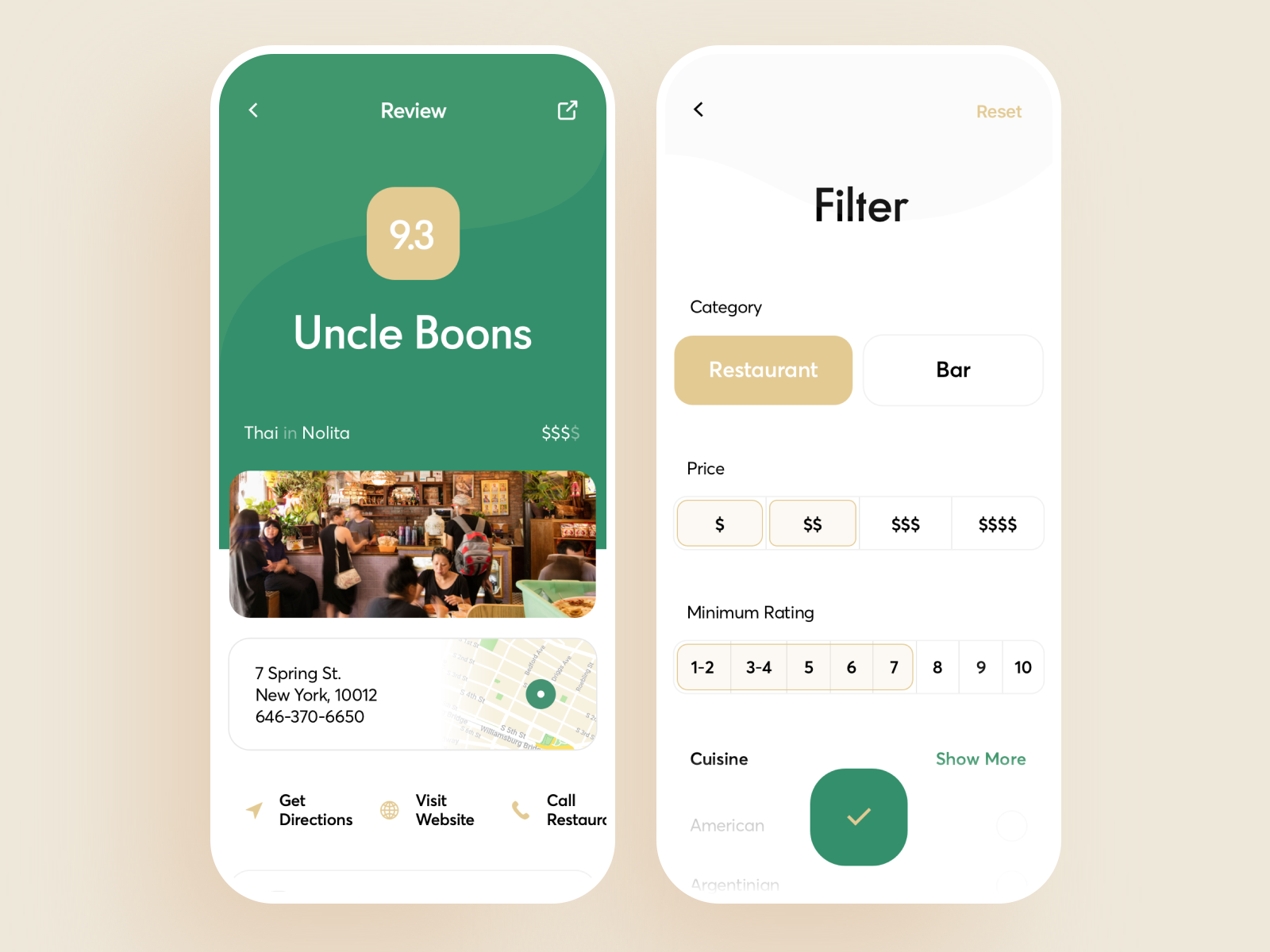 Restaurant Review UI case by Cuberto on Dribbble