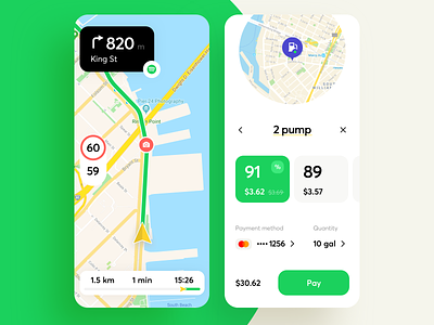 Your Personal Navigator App app arrow cuberto design distance graphics icons interface ios iphone map mobile navigator point road route track ui ux way