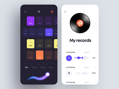 Beat Maker App Design app beat cuberto graphics icons illustration instrument interface ios library maker melody play record song sound ui ux