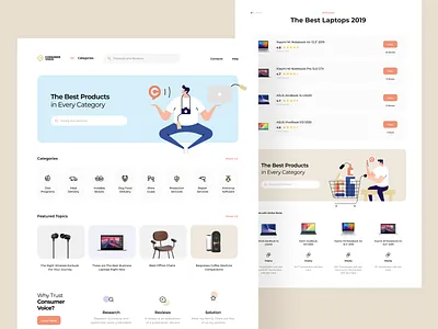 ConsumerVoice Landing Page catalog consumer cuberto design digital ecommerce feedback goods graphics icons illustration interface landing page product search shop ui ux voice web