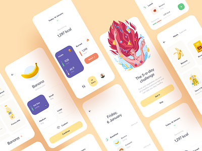 Nutracheck App Refresh app calorie cuberto diary diet fitness food graphics icons illustration mobile ui ux weight