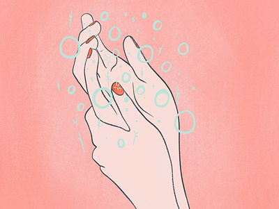wash your hands colourful design illustration midcentury procreate