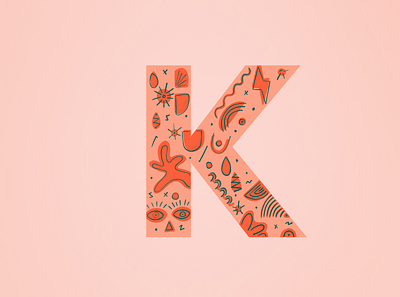 Letter K abstract colourful design fun geometric illustration initial letter procreate shapes texture type