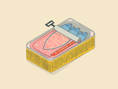 Sardines colourful fun illustration packaging procreate sardines texture vintage