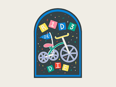 Ride or Die illustration patch procreate ride or die tricycle