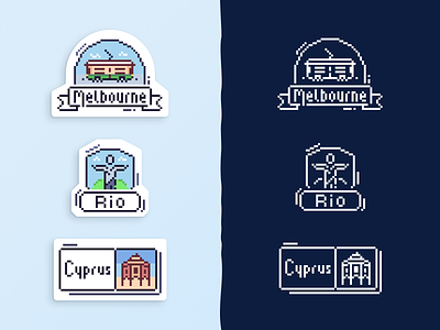 City Badges badge city cyprus design illustration melbourne pixel pixelart rio vector