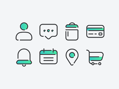 Icons Study 2 bold design flat grid icon iconography minimal round sharp vector web