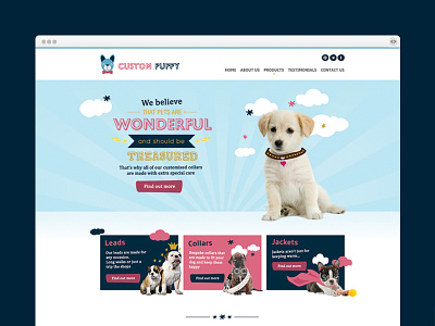 Custom Puppy Home Page art direction design dogs ecommerce illustration pet pets web design