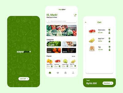 Sayurplus+ Apps - Grocery Shop app design flat minimal ui ux