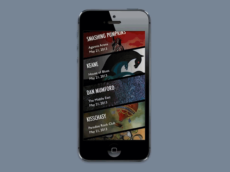 Slanted Table Cells With Parallax animation music gif parallax ios iphone