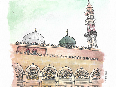 Masjid art building illustration masjid watercolor watercolor painting watercolorart