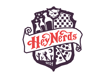 Hey Nerds - Harry Potter Badge banner booze cactus cat harry illustration pizza potter type unicorn vector