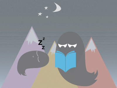 Sleepy Time book ghost grain illustration moon mountains night sleeping stars vector