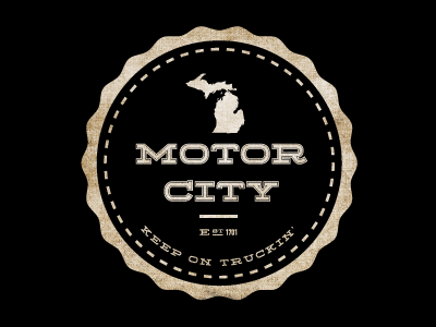 Motor City badge city detroit illustration michigan motor type vector