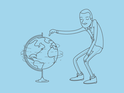 Globe Spinner globe guy illustration line man vector