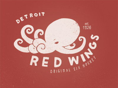 I miss the Wings detroit hockey illustration lettering nhl octopus red redwings type wings